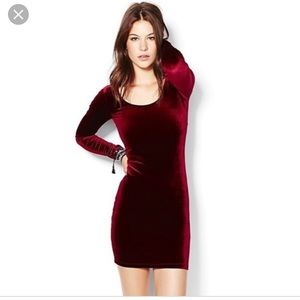 American Apparel Red Velvet Long Sleeve Dress